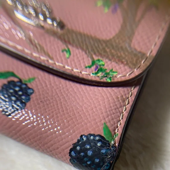 Hand Painted Peacock Pink Leather Coach Wallet - Picture 14 of 16